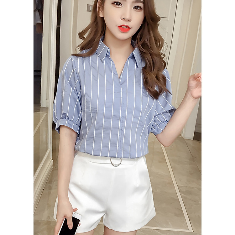 Áo sơ mi công sở nữ tay bồng cổ điển