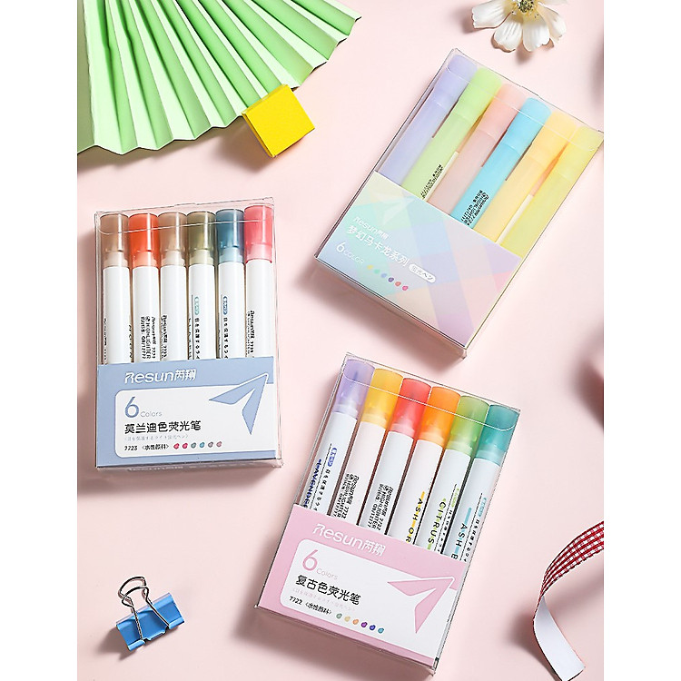 Bộ bút highlight dạ quang Macarone and Mid (6 chiếc) - Ảnh 2