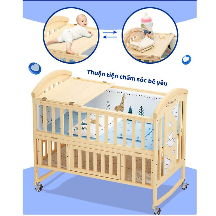 Nôi Cũi Gỗ Đa Năng 6 Chế Độ Chính hãng Giá rẻ - Hình ảnh 4