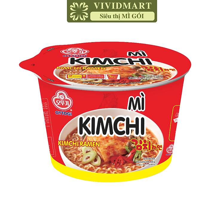 OTTOGI - Mì tô Ottogi hương vị Kim chi, Ottogi mì tô Kim chi Ottogi, Mì Kim chi Ottogi Hàn Quốc (105g/tô)