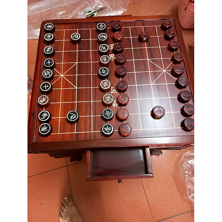 Bộ bàn cờ tướng gỗ hương có ngăn kéo Chính hãng Giá rẻ - Hình ảnh 2