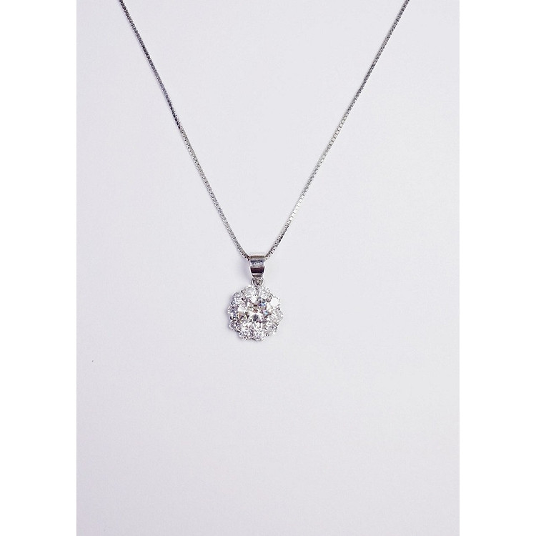 Trang sức dây chuyền bạc hoa mạ bạch kim đá Swarovski Keely Valda DCN025