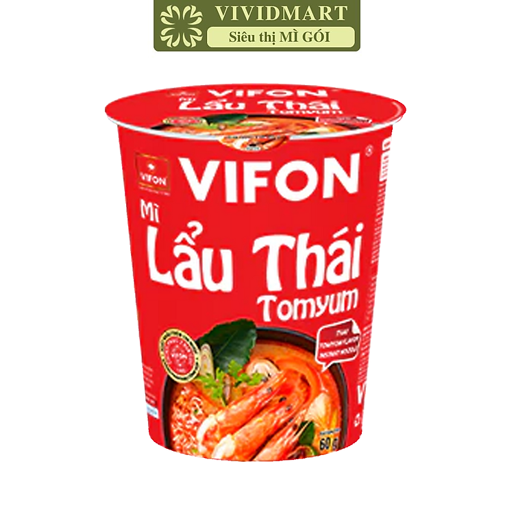 VIFON - Mì ly Vifon hương vị Lẩu thái Tomyum, Vifon mì ly lẩu thái Tomyum Vifon, Mì lẩu thái Vifon ly (60g/ly)