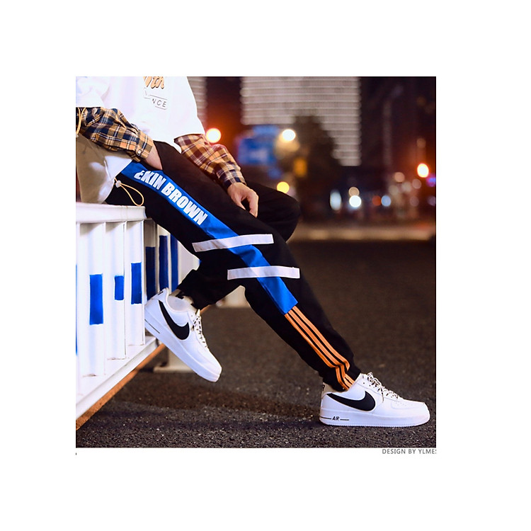 Quần Jogger thể thao Hiphop Nam Nữ 3 vạch phối Phản Quang BROW
