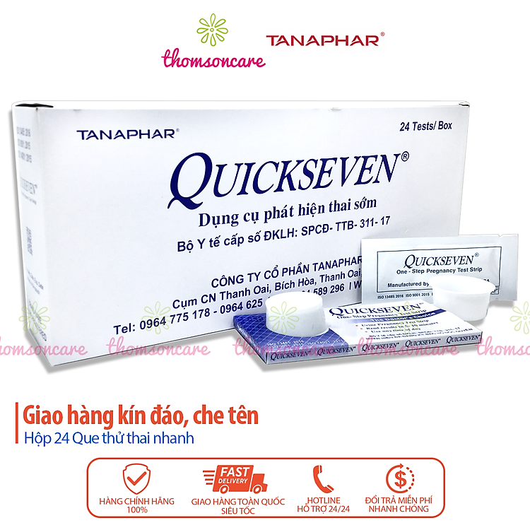 Hộp 24 que thử thai Quickseven - Test nhanh, chính xác - Giao hàng kín đáo, luôn che tên
