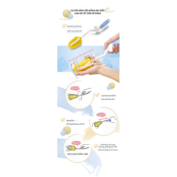 Bộ 2 cọ rửa bình sữa Kuku Tiết kiệm - Hình ảnh 2
