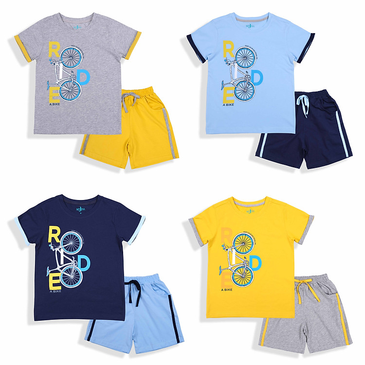 Đồ Bộ Thun Bé Trai Áo Tay Ngắn Lật Quần Dài Qua Gối In Xe Đạp MEEJENA Size 6-14 ️Bộ Bé Trai In Xe Đạp 18-33 kg️Đồ Bộ Bé Trai Tay Lật Phối Màu 4-10 Tuổi️Bộ Bé Trai Quần In 2 Sọc 100% Cotton 4C-920