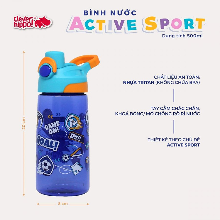 Bình Nước Tritan Active Sport CLEVER HIPPO Tiết kiệm - Hình ảnh 5