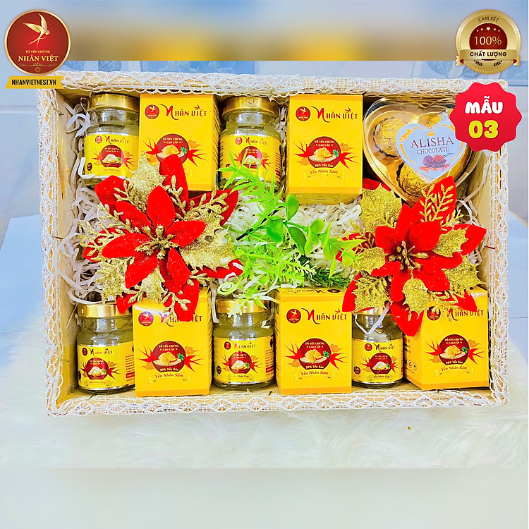 HỘP QUÀ TẾT YẾN SÀO NHÂN VIỆT 2026 MÃ ĐÁO THÀNH CÔNG (MẪU 3)
