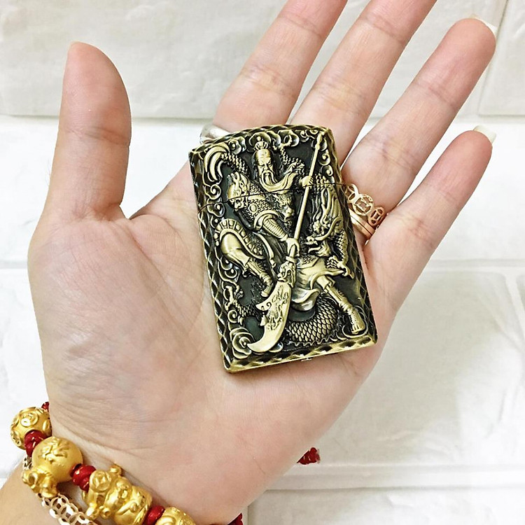 Bật Lửa Gas Khò Dập Nổi Quan Công Đồng Cực Đẹp