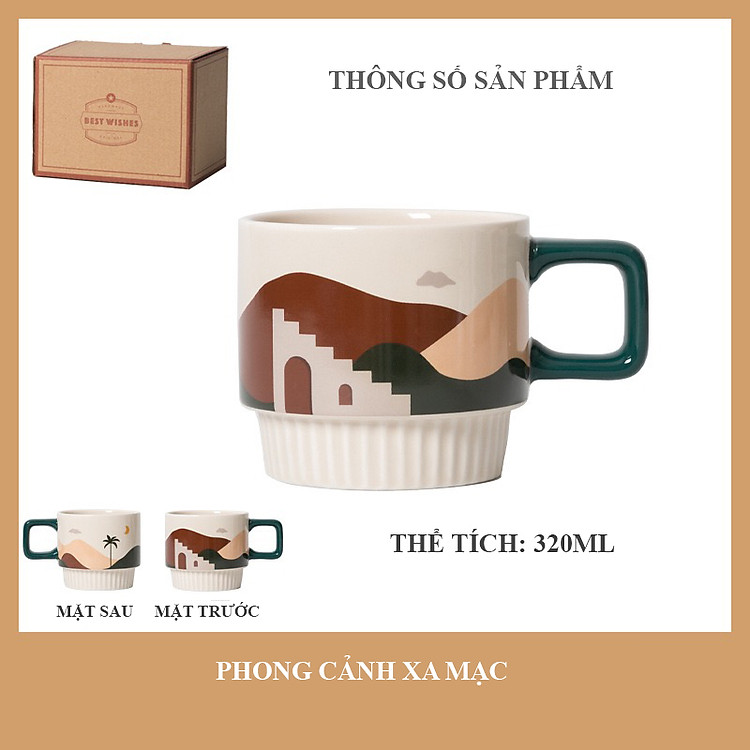 Ly Gốm Sứ Cà Phê Sang Trọng 320ml - Ảnh 5