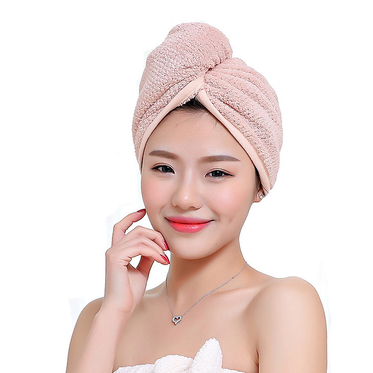 Khăn Ủ Tóc Khăn Quấn Đầu Sau Khi Gội Thấm Hút Nước Tốt (Màu ngẫu nhiên)