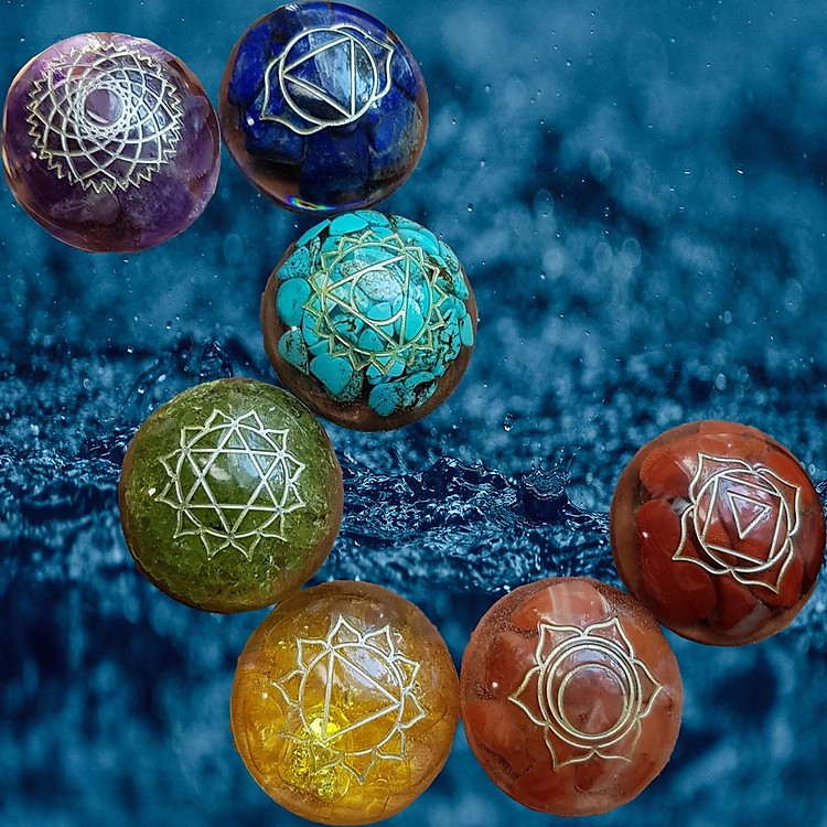 Combo Bộ Đá 7 Luân Xa Đá charka Hỗ Trợ Thiền Định-Yoga