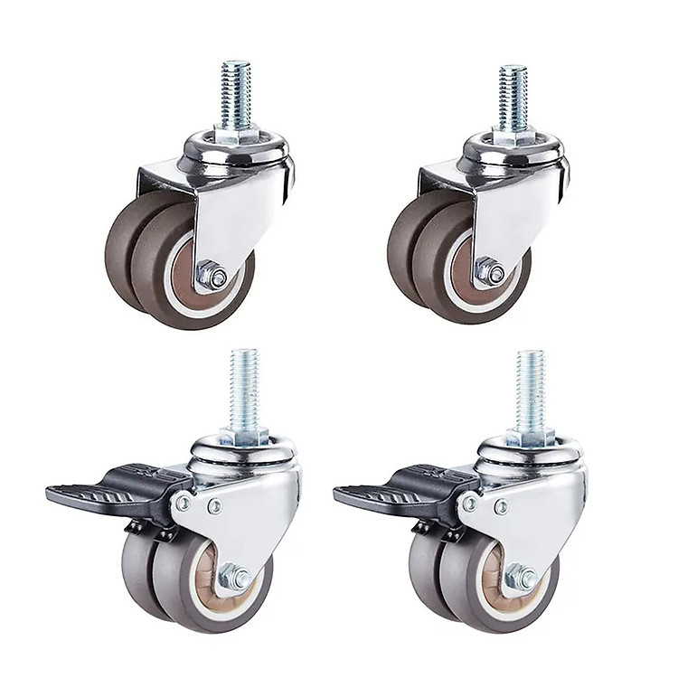 Bánh xe đẩy (caster) chuyên dụng cho bàn công thái học,hàng có bạc đạn và khóa nhựa PVC