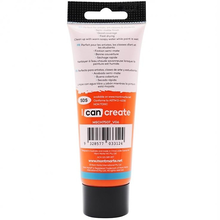 Màu Acrylic Mont Marte 75 ML (Cam) - Ảnh 2