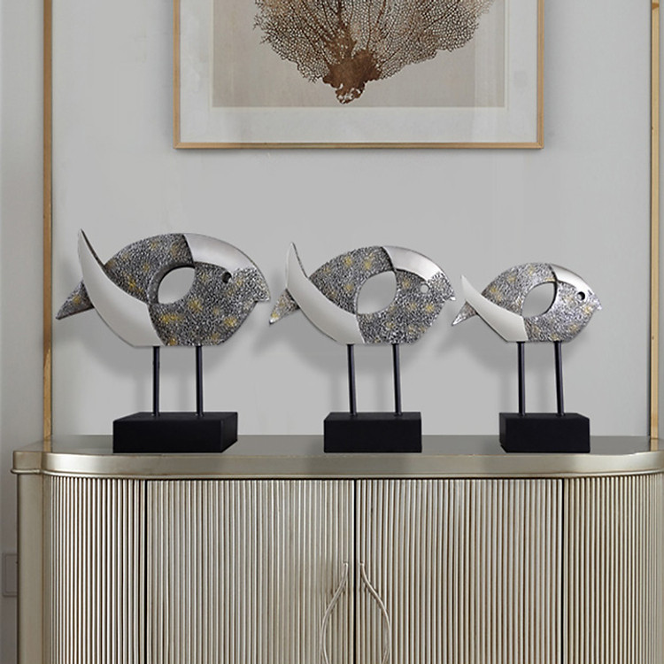 Decor Để Bàn Trang Trí - Gia Đình Cá (Combo 3 Món) - Vật Phong Thủy DCB011 Phong Khách, Phòng Làm Việc,.....