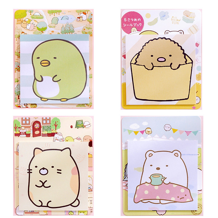 Bộ 4 Giấy Note Ghi Chú Hoạt Hình Kawaii Mini Nhật Bản
