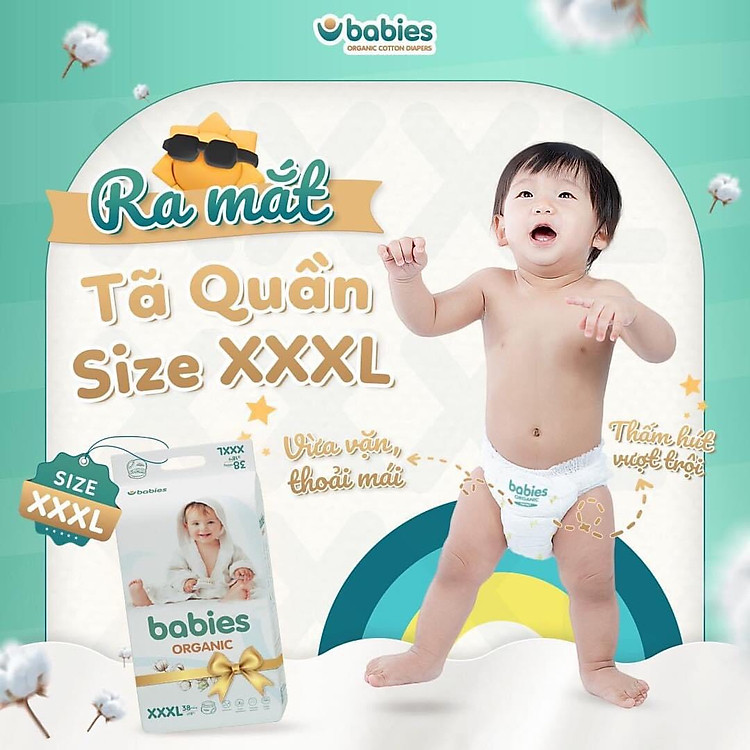 Tham Khảo tại ConCung: Tả quần Babies Organic size XXXL , nhận ngay nhiều Ưu đãi