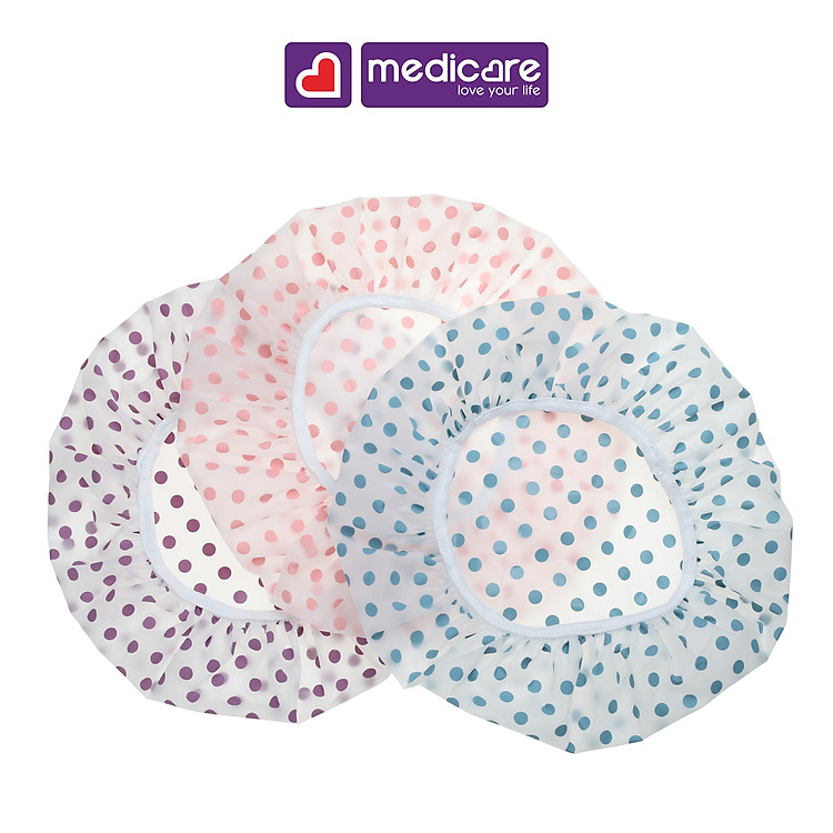 Mũ tắm BASICARE chấm bi - Xanh Chính hãng Tiết kiệm - Hình ảnh 2