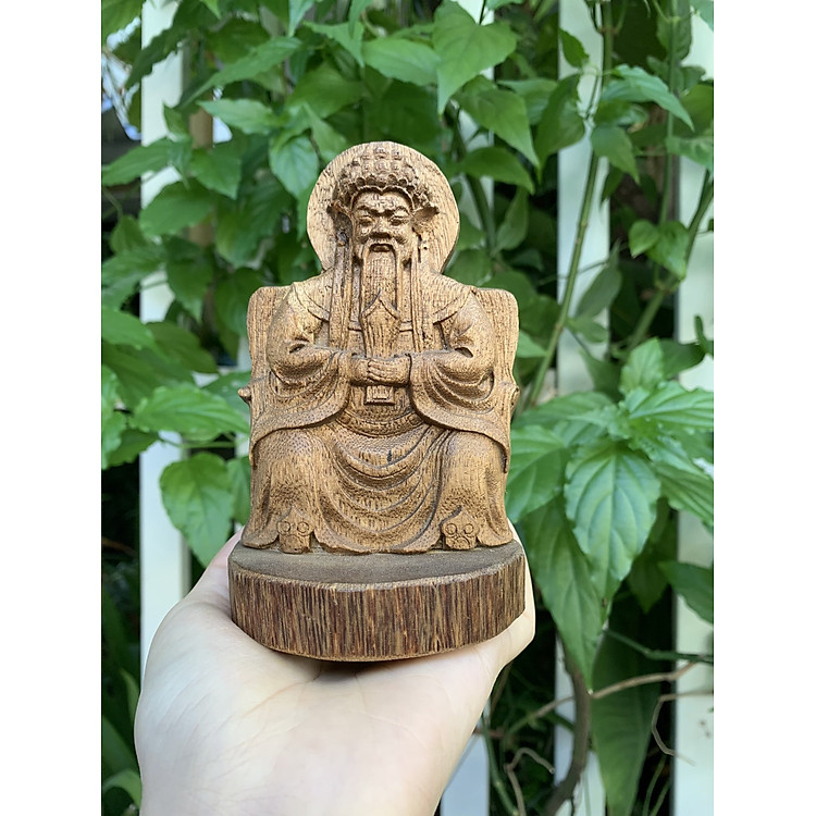 Tượng ông Thần Tài kim tiền, thần phát, thần tiền phong thủy gỗ trầm hương tự nhiên
