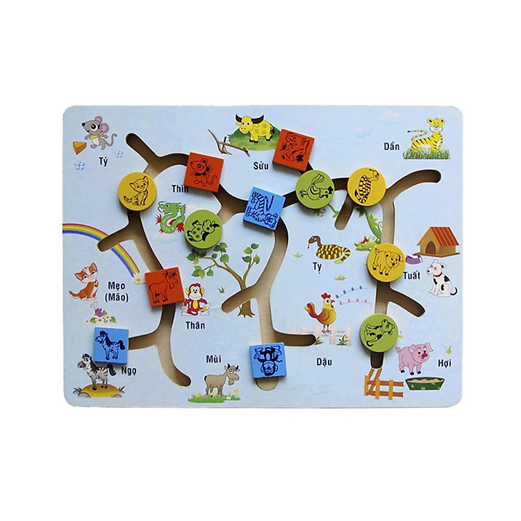 Đồ chơi gỗ Tìm hình 12 con giáp Chính hãng Tiết kiệm - Hình ảnh 3