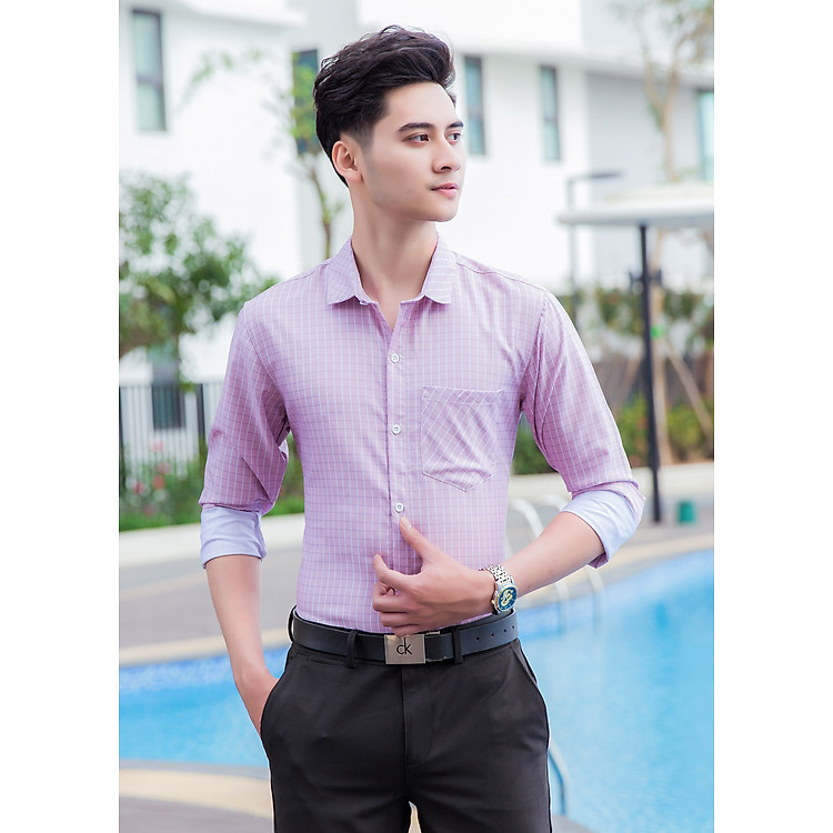 Áo Sơ Mi Nam SINO Dài Tay Caro, Dáng Ôm Body Siêu Ngầu