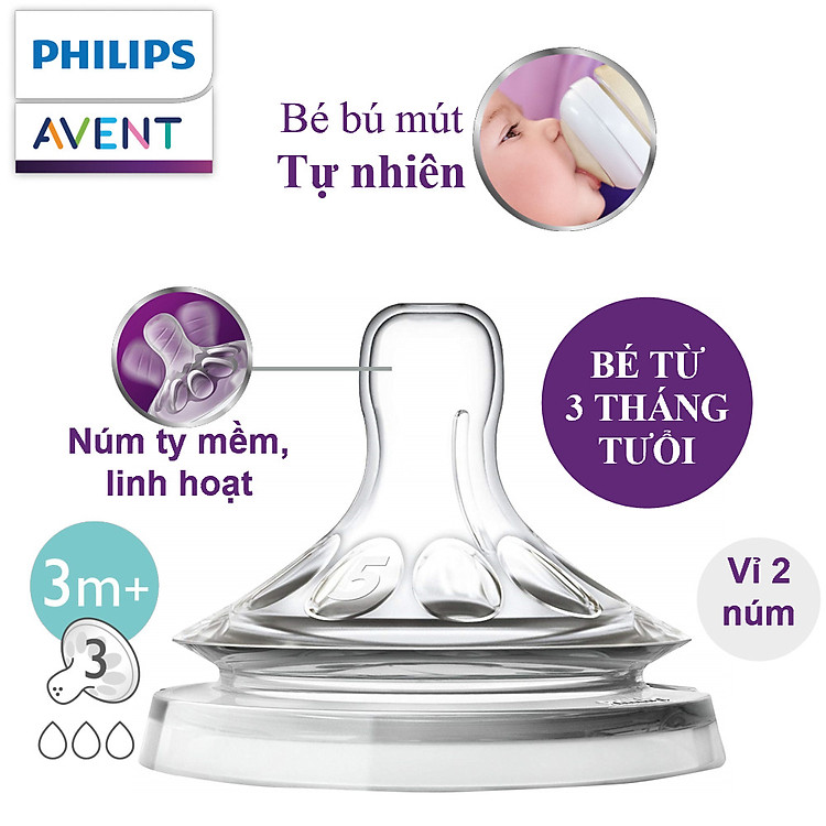 Núm ty Silicon Philips Avent cho trẻ sơ sinh Giá tốt - Hình ảnh 4