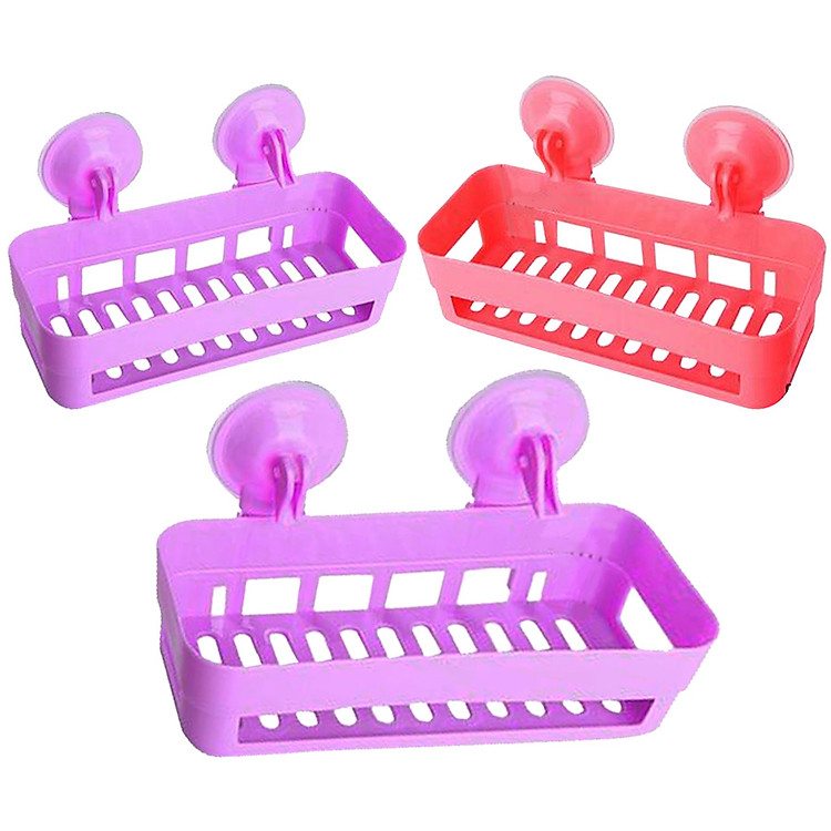 Bộ 03 Kệ nhà tắm có móc hút chân không Panda - Màu ngẫu nhiên