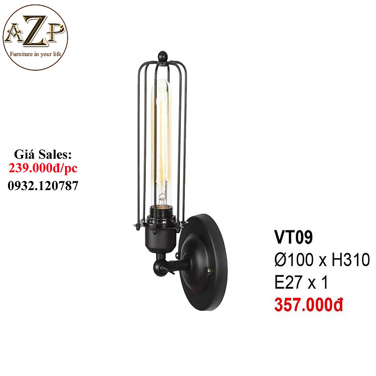 AZP - ĐÈN ỐP VÁCH / ĐÈN TRANG TRÍ / ĐÈN TREO TƯỜNG PHÒNG KHÁCH, PHÒNG NGỦ, NHÀ HÀNG, KHÁCH SẠN AZP-VT09 phong cách đương đại, hàng nhập khẩu AZP