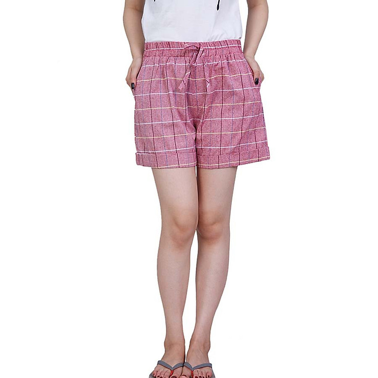 Quần short kẻ caro có buộc nơ (freesize)