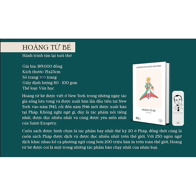 (Ấn bản đặc biệt kỷ niệm 20 năm Nhã Nam) HOÀNG TỬ BÉ – Antoine de Saint – Exupéry – Trác Phong dịch - NXB Hội Nhà Văn - Nhã Nam