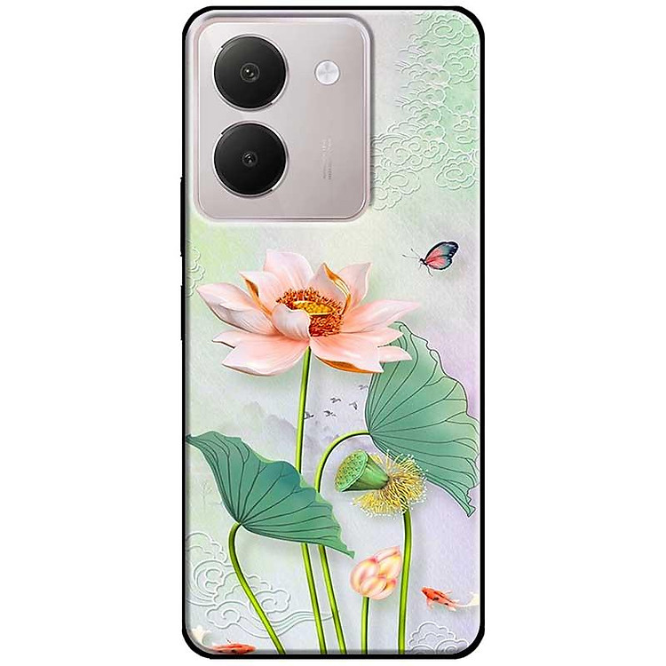 Ốp lưng cho Vivo Y03 - Y03T - Y18 - Y18S - Y18T - Y27 5G - Y28 4G - Y36 - Tranh Sen Trắng - Hàng Chính Hãng