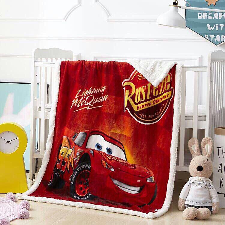 CHĂN LÔNG CỪU CHO BÉ SIÊU MỀM MỊN 1mx1m4 - Ô TÔ HOẠT HÌNH