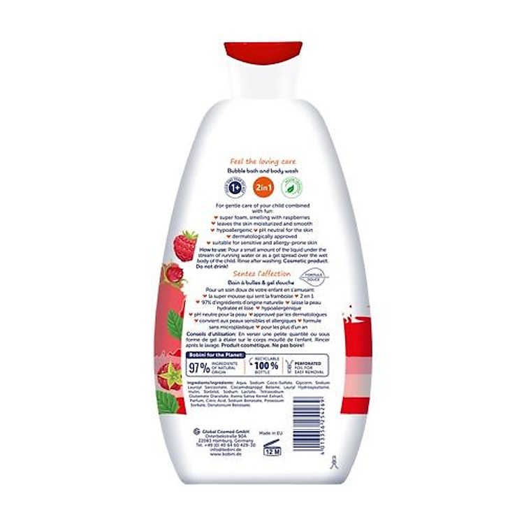 Gel tắm Bobini Fun hương mâm xôi 500ML Chính hãng Ưu đãi - Hình ảnh 4