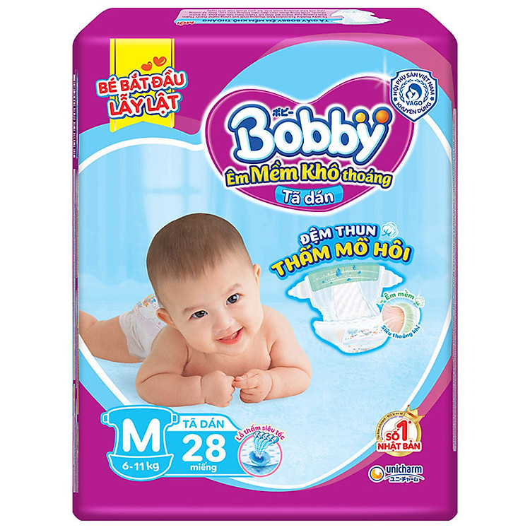 Tã Dán Bobby Siêu Thấm M28 (28 Miếng)