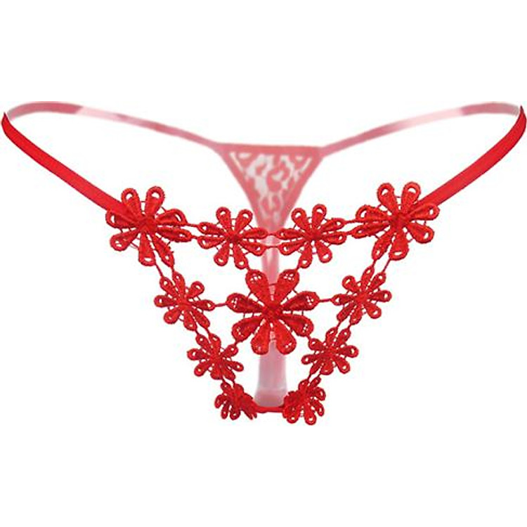 Quần lót nữ lọt khe ren sexy xếp hình hoa - Màu đỏ