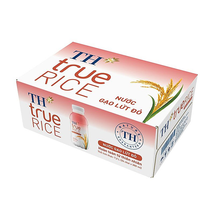 Thùng 24 Chai Nước Gạo Lứt Đỏ TH True RICE (300ml/ Chai)