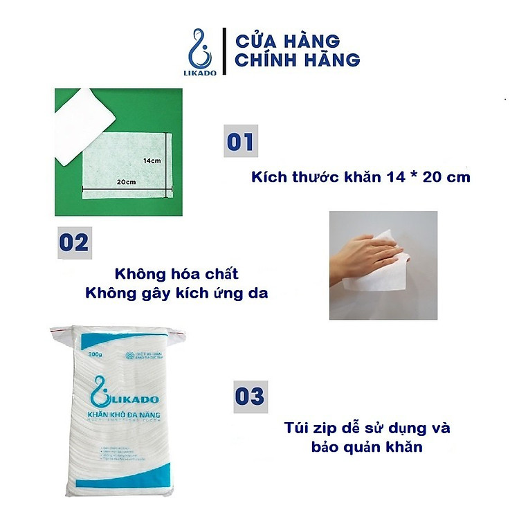 Combo 3 Bịch Khăn Vải Khô Likado Giá rẻ - Hình ảnh 2