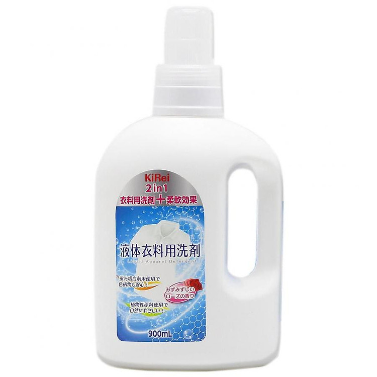 Nước giặt xả KiRei 2in1 hương hoa hồng 900ml hàng nội địa Nhật Bản