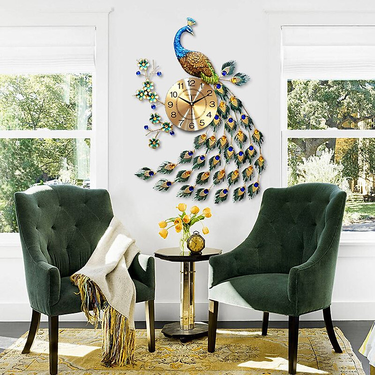 Đồng Hồ Trang Trí Treo Tường Công Thả Đuôi Xanh