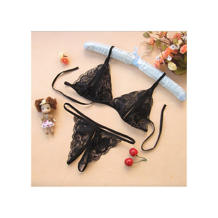 Bộ Đồ Lót Hình Bướm Phối Ren Quần Lọt Khe Áo Bra Xuyên Thấu Sexy Quyến Rũ