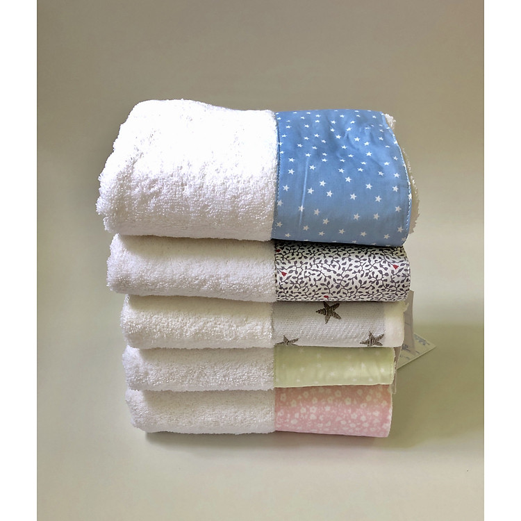 Combo 5 Khăn Tắm Bông Textura KTTH 50x90cm - Trắng (Mẫu Ngẫu Nhiên)