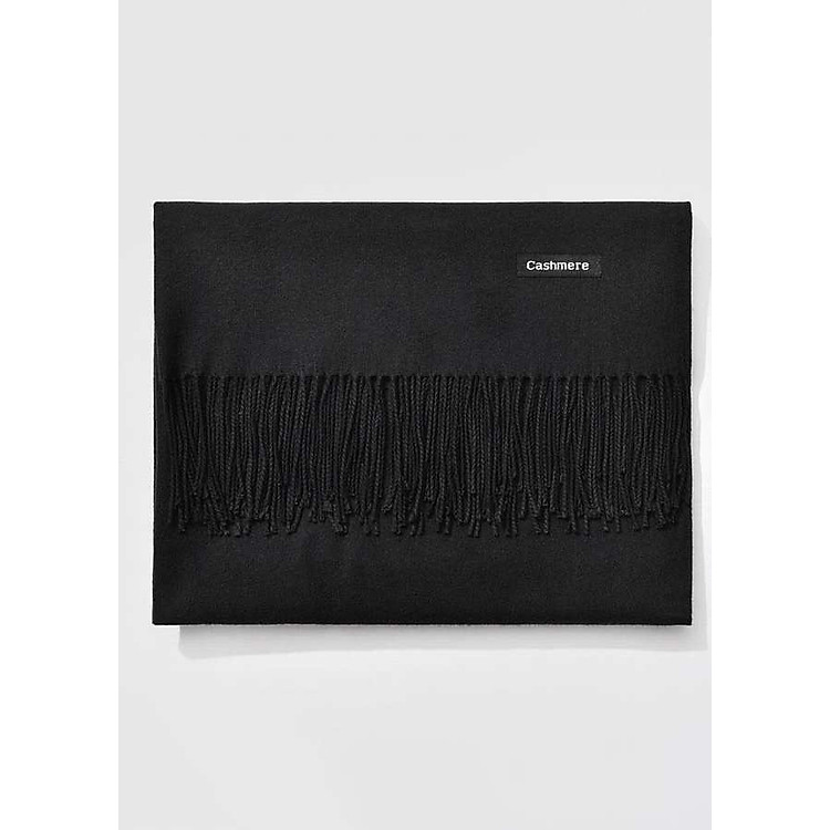 Khăn Choàng Cổ Len Dạ Màu Đen Trơn - Cashmere - 200x60cm - Mã KC074