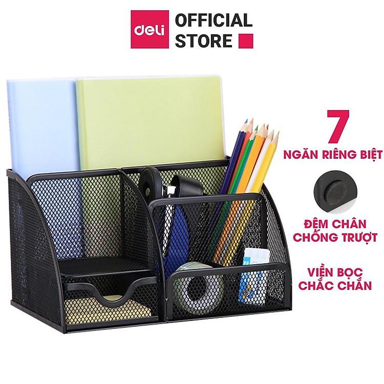 Giá sắt đựng tài liệu văn phòng Deli – màu đen