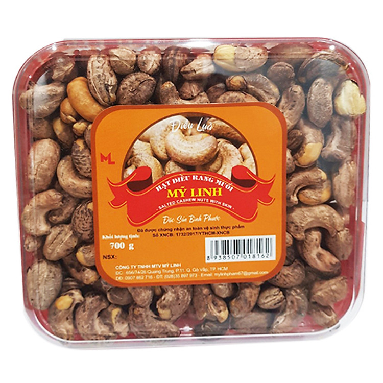 Điều Lụa Rang Muối Mỹ Linh Hộp Vuông (700g)
