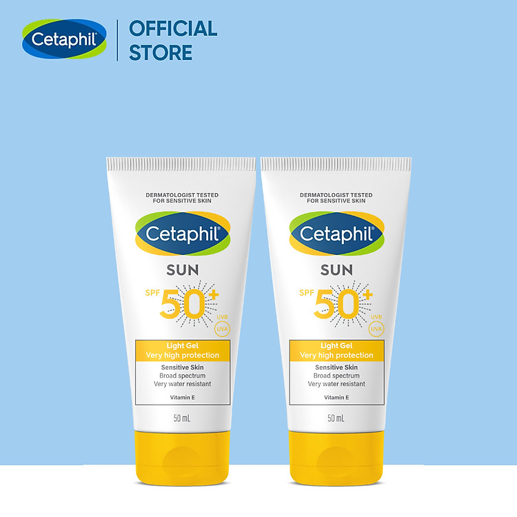 Combo 2 Gel chống nắng dịu lành cho da nhạy cảm Cetaphil Sun SPF 50+ Light Gel