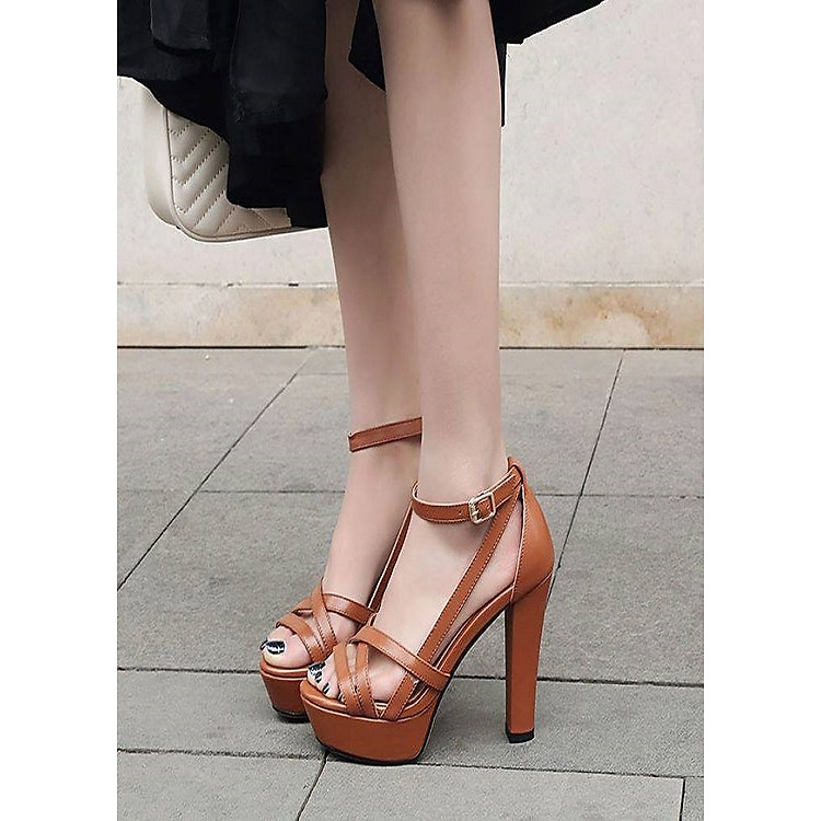 Giày dây da cao gót cao cấp