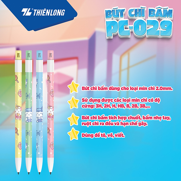 Bút Chì Bấm Thiên Long PC-029 (6 chiếc) - Ảnh 2