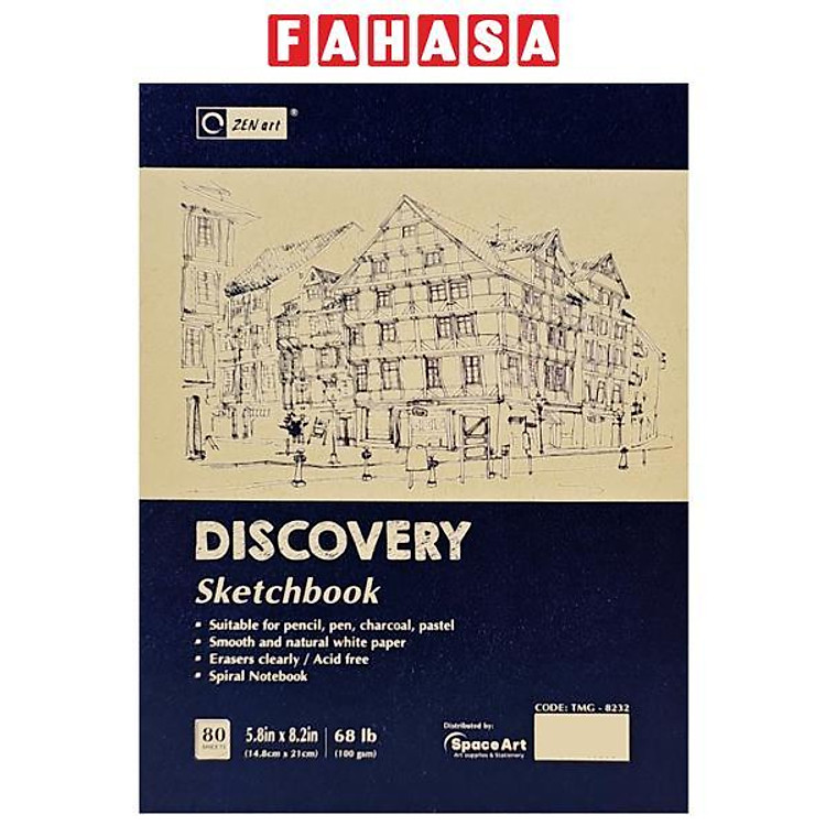 Sổ Vẽ Lò Xo Sketchbook Discovery A5 - Gáy Ngang - Giấy Trơn - 160 Trang 100gsm - Zen Art TMG-8232 - Màu Xanh Navy