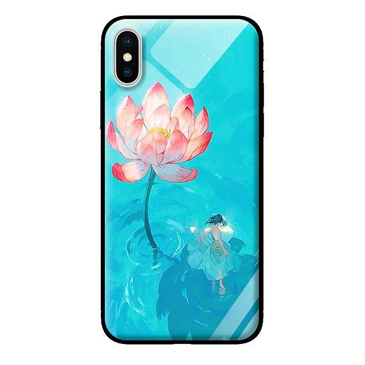 Ốp kính cường lực cho iPhone XS Thiếu Nữ Và Sen - Hàng chính hãng